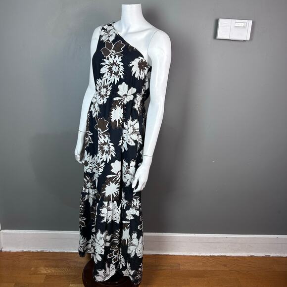 Revolve Drew maxi dress extra small Hawaiian one shoulder black event DRAMA - Picture 1 of 15